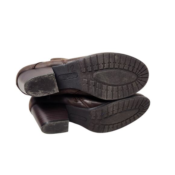 Yuu Marshey Faux Leather Studded Ankle Boots Side Zip Brown Round Toe Size 9 M - Picture 7 of 9